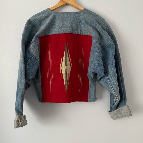 Love Apples by Stephanie Womens Denim Jacket Small Ortega's Weaving Shop Boho - Picture 2 of 13